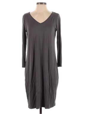 Eileen Fisher v-neck long sleeve gray dress—Size small